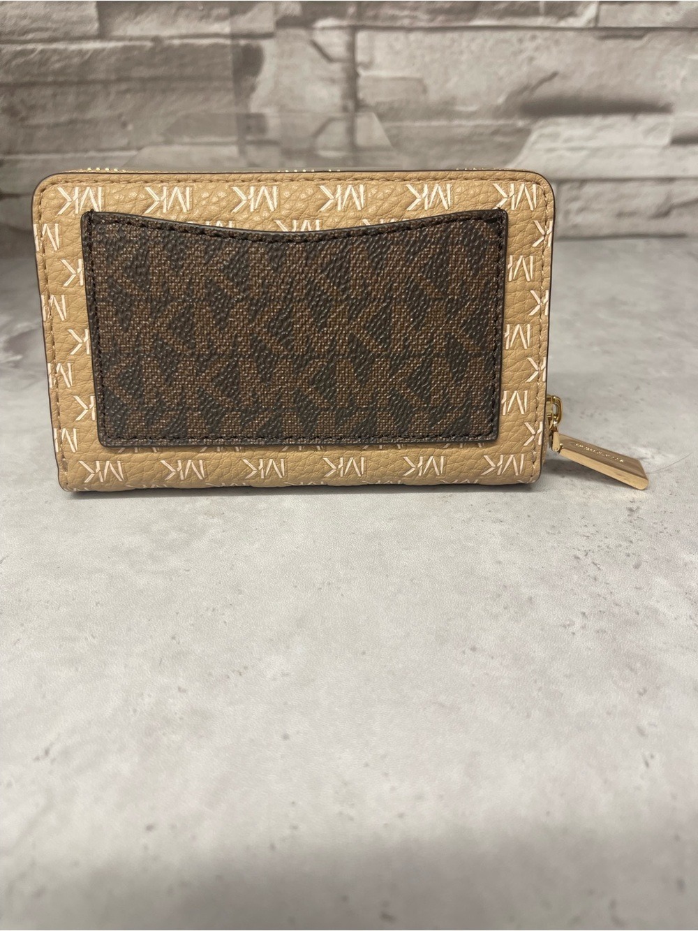 Michael Kors Eliza Small Embossed Tote & Matching Wallet Camel Brown Tan Logo - Picture 11 of 12